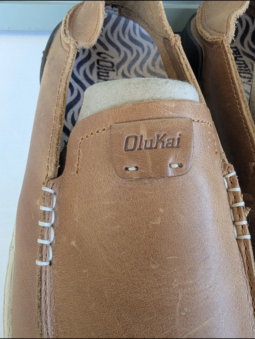 OluKai Men’s Slip-On Loafers in Light Brown